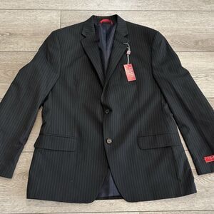 Chaps Suit Blazer Jacket Mens 44R Pants 34 Black Striped Pinstripe NWT Slim Fit